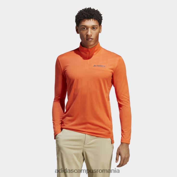 adidas campus romania Tricou cu mânecă lungă cu jumătate de fermoar terrex portocaliu adidas bărbați portocale J266N26156