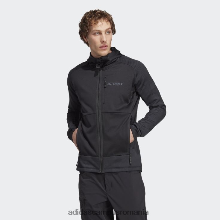 adidas campus romania geacă de drumeție fleece cu glugă terrex tech flooce neagră bărbați negru J266N26343