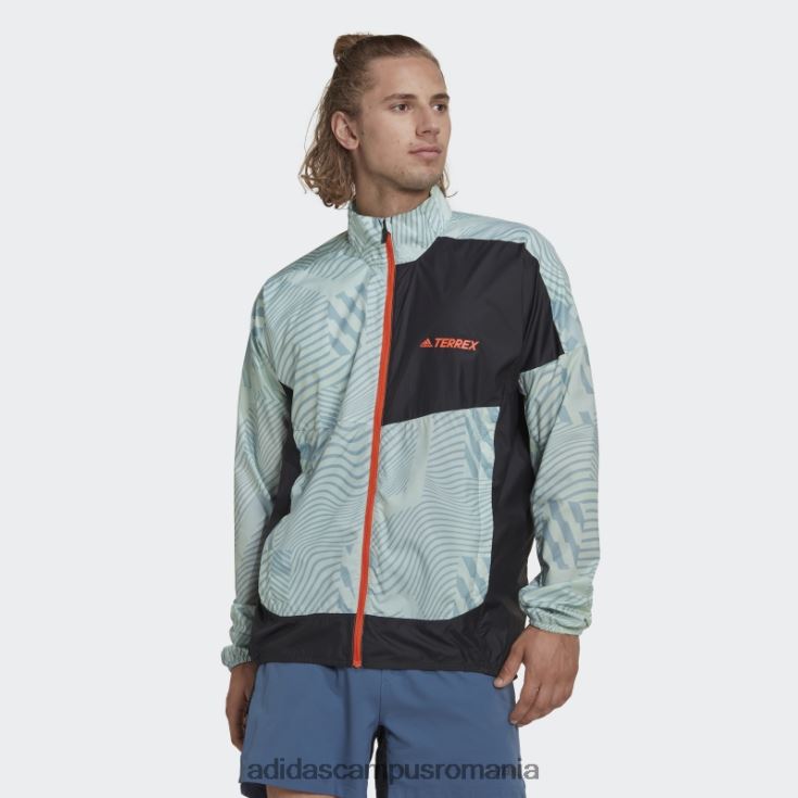 adidas campus romania geaca de vant cu imprimeu trail running terrex gri fashion bărbați verde/gri J266N21593