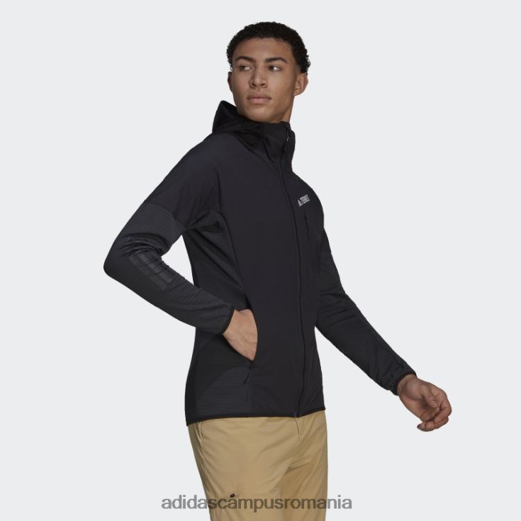 adidas campus romania jachetă neagră cu glugă techrock flooce bărbați negru J266N213808