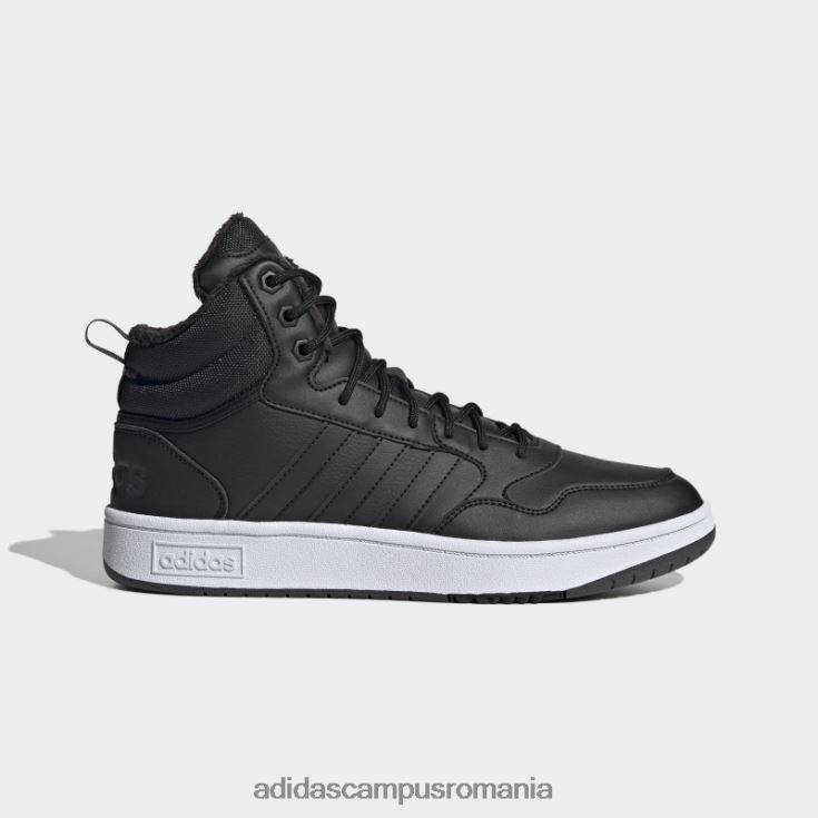 adidas campus romania hoops 3.0 mid lifestyle baschet clasic căptușeală de blană pantofi pentru iarnă negru bărbați alb negru J266N24345