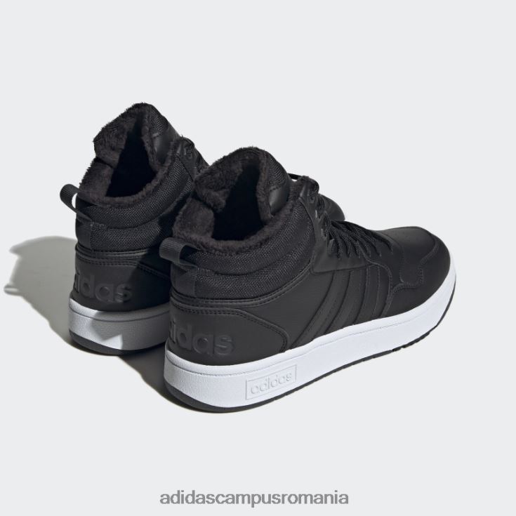 adidas campus romania hoops 3.0 mid lifestyle baschet clasic căptușeală de blană pantofi pentru iarnă negru bărbați alb negru J266N24345