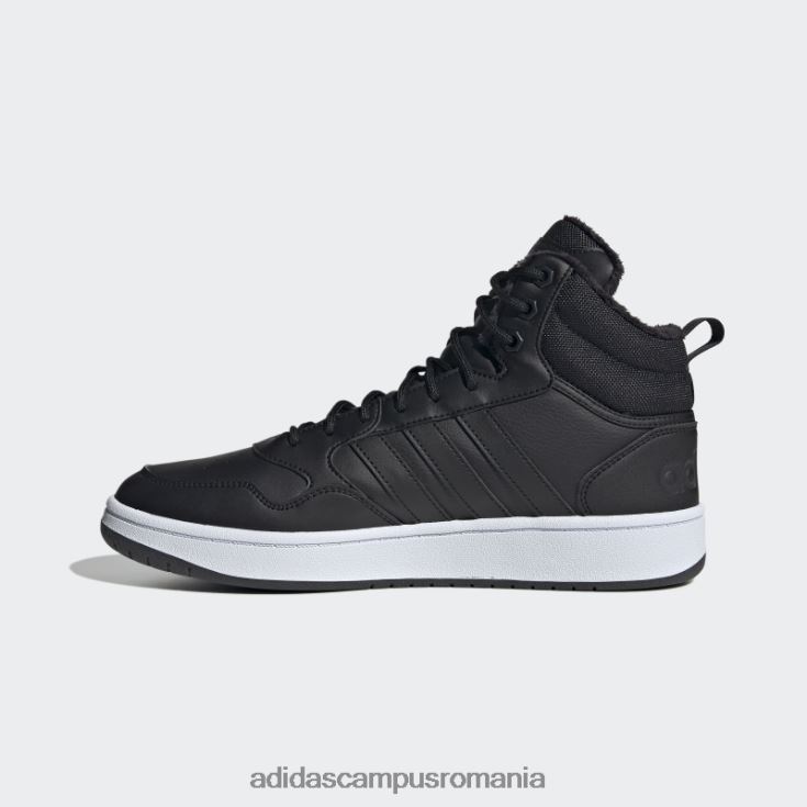 adidas campus romania hoops 3.0 mid lifestyle baschet clasic căptușeală de blană pantofi pentru iarnă negru bărbați alb negru J266N24345