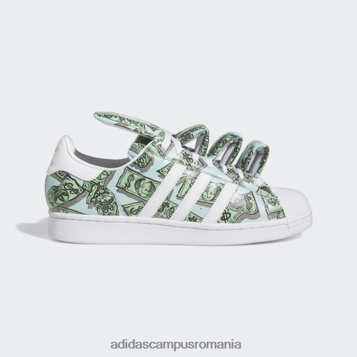 adidas campus romania pantofi superstar cu imprimeu bani jeremy scott albi bărbați alb/auriu metalic J266N23905