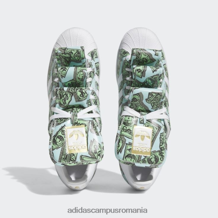 adidas campus romania pantofi superstar cu imprimeu bani jeremy scott albi bărbați alb/auriu metalic J266N23905