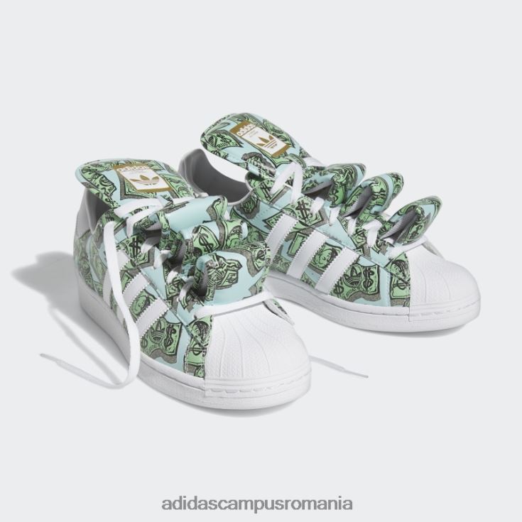 adidas campus romania pantofi superstar cu imprimeu bani jeremy scott albi bărbați alb/auriu metalic J266N23905