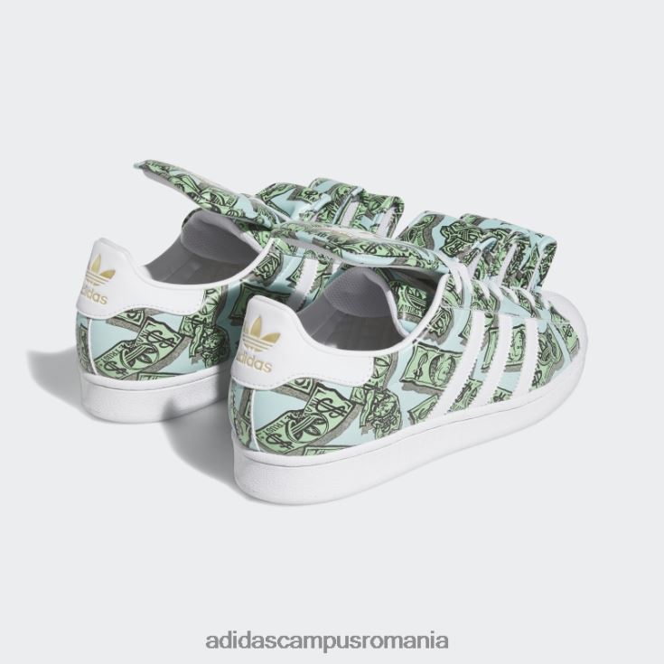 adidas campus romania pantofi superstar cu imprimeu bani jeremy scott albi bărbați alb/auriu metalic J266N23905