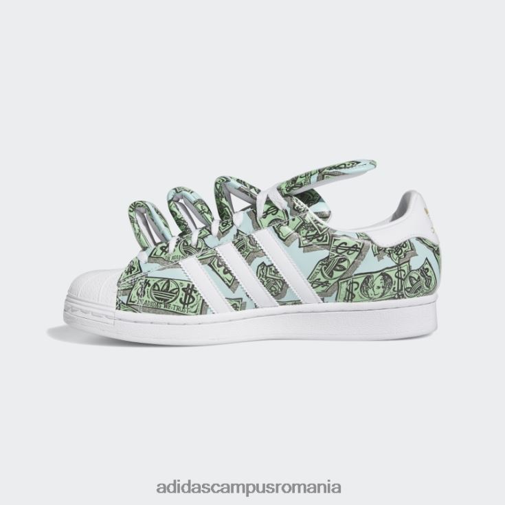 adidas campus romania pantofi superstar cu imprimeu bani jeremy scott albi bărbați alb/auriu metalic J266N23905