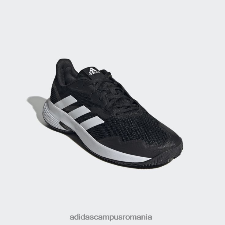 adidas campus romania pantofi de tenis negri pe zgură de control Courtjam bărbați alb negru J266N213012