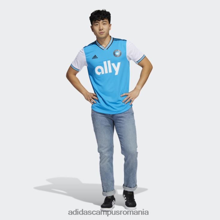 adidas campus romania tricou albastru charlotte fc 22/23 home autentic bărbați albastru alb J266N220620