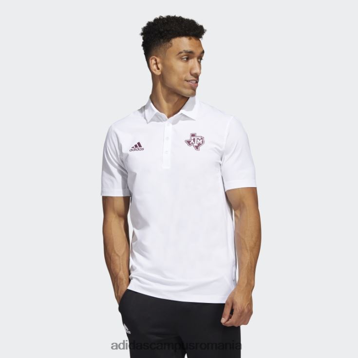 adidas campus romania tricou polo alb al antrenorilor stadionului Aggies bărbați alb/maro/multi J266N220669