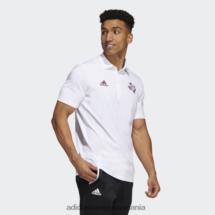 adidas campus romania tricou polo alb al antrenorilor stadionului Aggies bărbați alb/maro/multi J266N220669