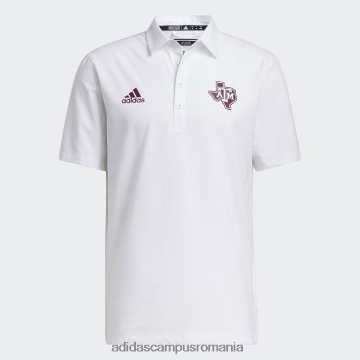 adidas campus romania tricou polo alb al antrenorilor stadionului Aggies bărbați alb/maro/multi J266N220669