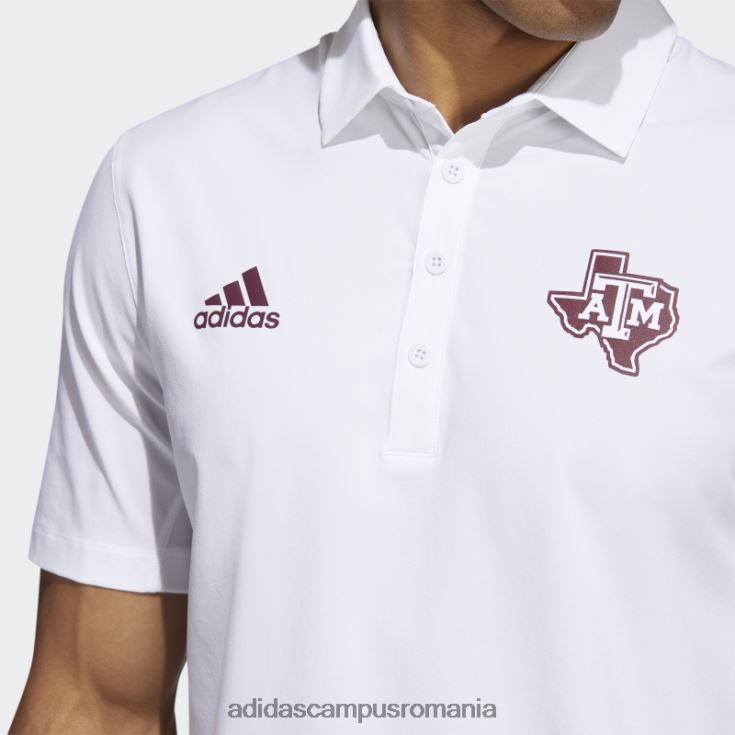 adidas campus romania tricou polo alb al antrenorilor stadionului Aggies bărbați alb/maro/multi J266N220669