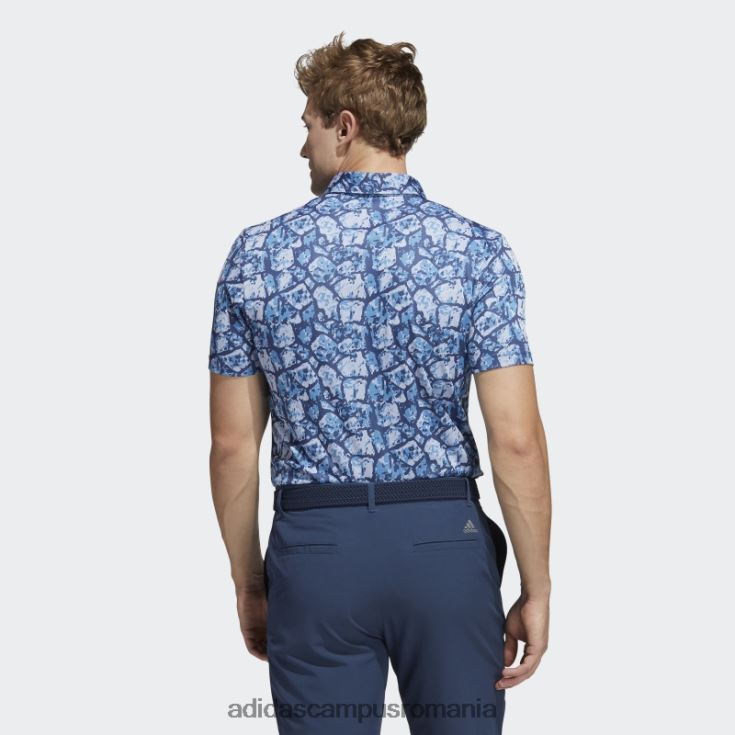 adidas campus romania tricou polo cu imprimeu pietruit cu conținut reciclat aqua bărbați ton aqua/violet/marin J266N220839