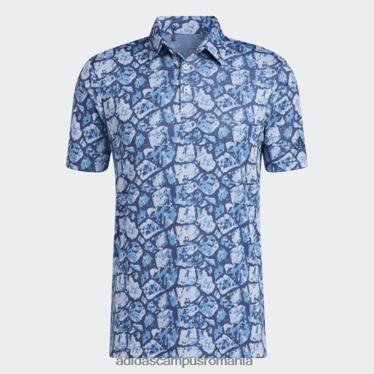 adidas campus romania tricou polo cu imprimeu pietruit cu conținut reciclat aqua bărbați ton aqua/violet/marin J266N220839