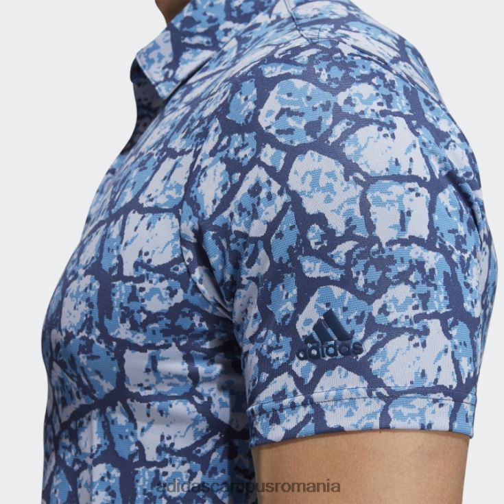 adidas campus romania tricou polo cu imprimeu pietruit cu conținut reciclat aqua bărbați ton aqua/violet/marin J266N220839