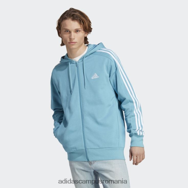 adidas campus romania blue essentials french terry 3 dungi, cu fermoar complet bărbați albastru alb J266N220788