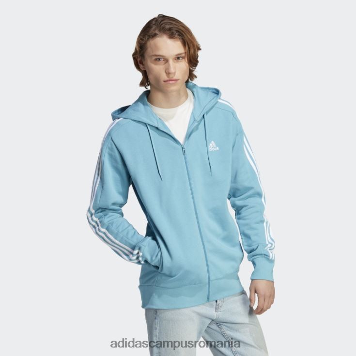 adidas campus romania blue essentials french terry 3 dungi, cu fermoar complet bărbați albastru alb J266N220788