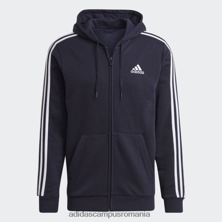 adidas campus romania essentials fleece 3 dungi, cu fermoar complet, cerneală adidas bărbați cerneală J266N220748