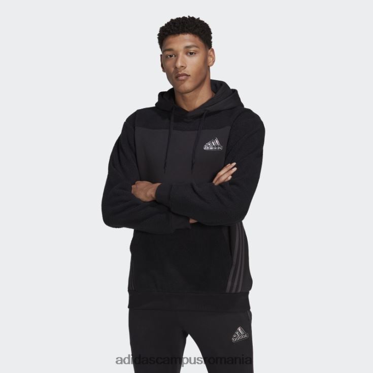 adidas campus romania hanorac negru cu glugă de vacanță essentials bărbați negru/carbon J266N220746