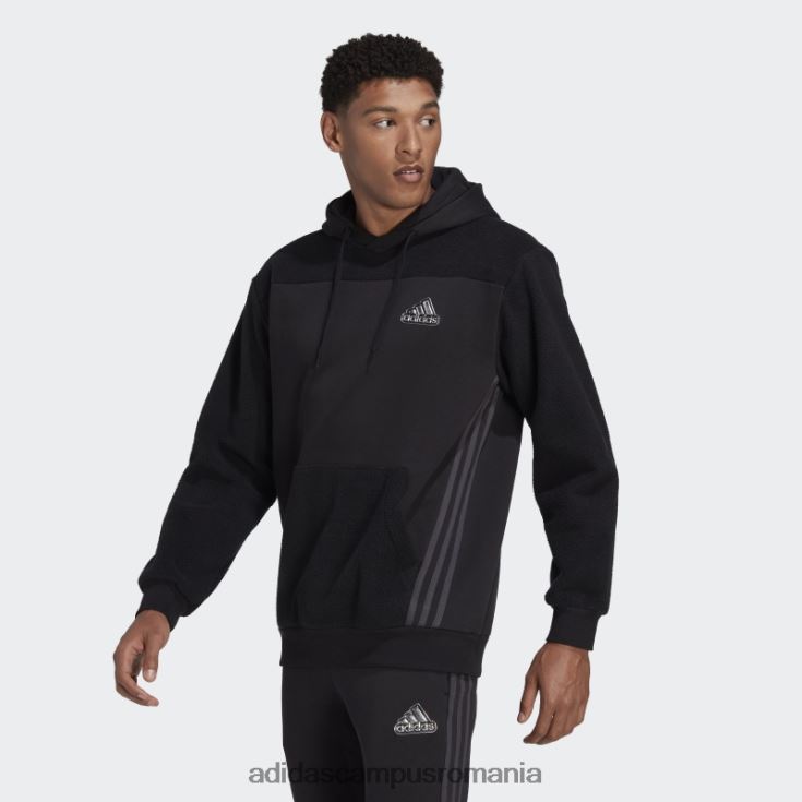 adidas campus romania hanorac negru cu glugă de vacanță essentials bărbați negru/carbon J266N220746