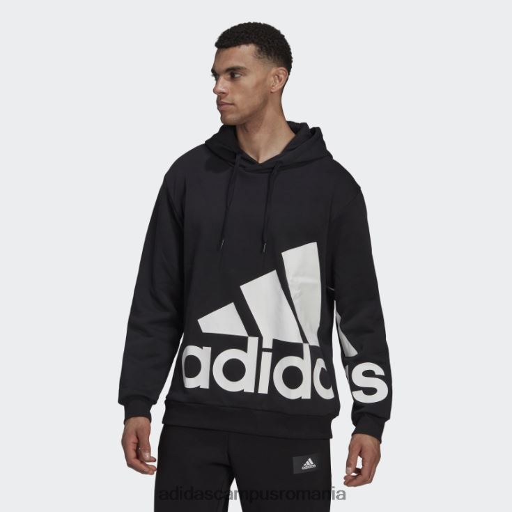 adidas campus romania hanorac negru din fleece cu logo gigant essentials bărbați alb negru J266N220767