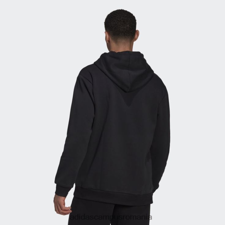 adidas campus romania hanorac negru din fleece cu logo gigant essentials bărbați alb negru J266N220767
