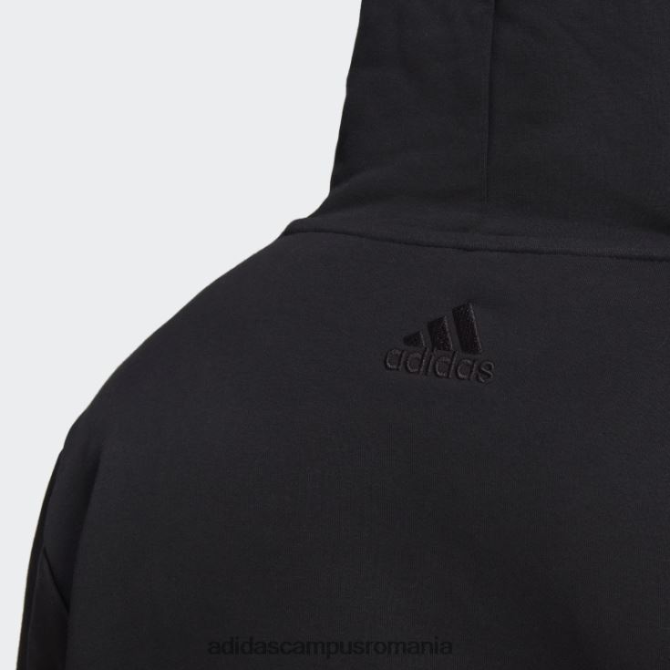 adidas campus romania hanorac negru din fleece cu logo gigant essentials bărbați alb negru J266N220767