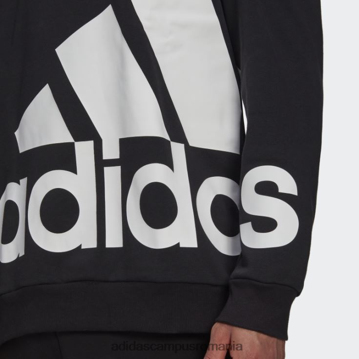 adidas campus romania hanorac negru din fleece cu logo gigant essentials bărbați alb negru J266N220767