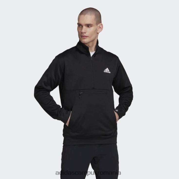adidas campus romania joc aeroready și go mic logo cu jumătate de fermoar negru bărbați alb negru J266N220768