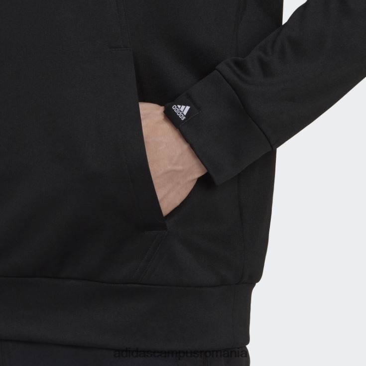 adidas campus romania joc aeroready și go mic logo cu jumătate de fermoar negru bărbați alb negru J266N220768