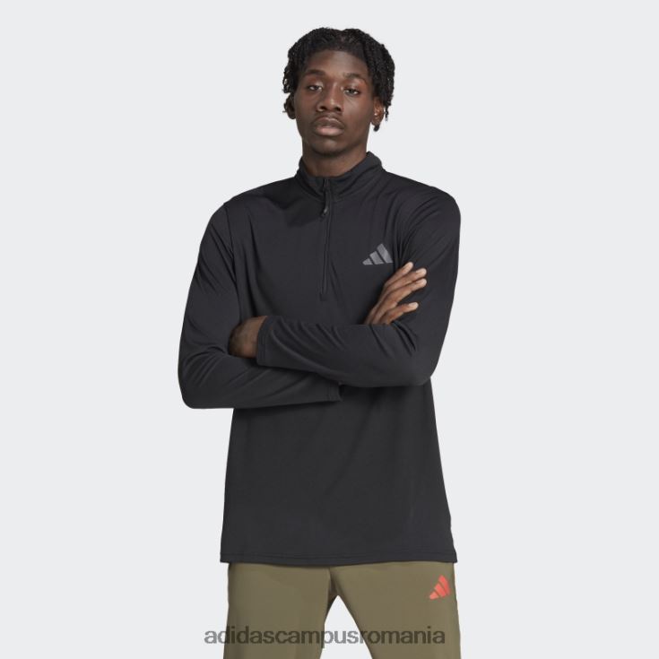 adidas campus romania tren essentials tricou cu mânecă lungă cu fermoar 1/4, negru bărbați gri inchis J266N220882