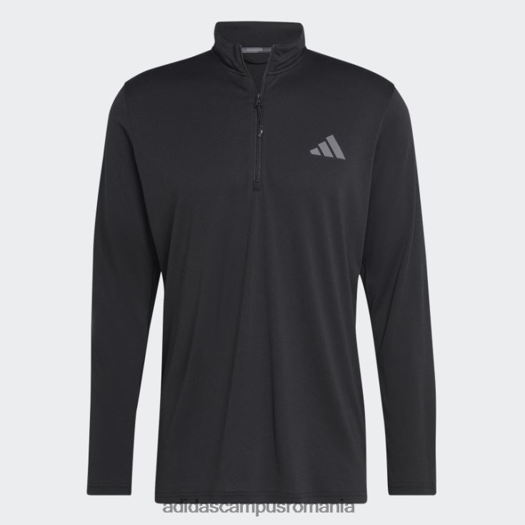 adidas campus romania tren essentials tricou cu mânecă lungă cu fermoar 1/4, negru bărbați gri inchis J266N220882