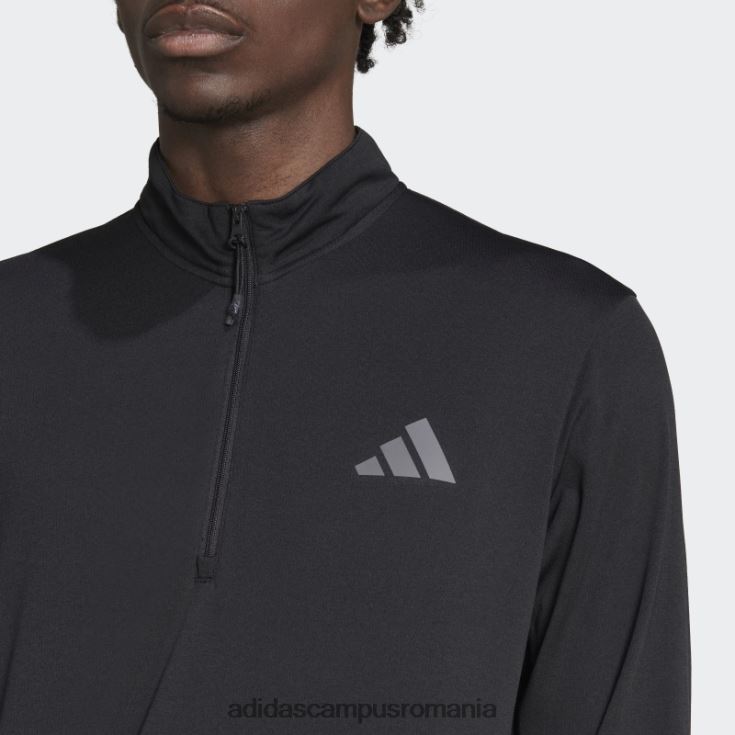 adidas campus romania tren essentials tricou cu mânecă lungă cu fermoar 1/4, negru bărbați gri inchis J266N220882