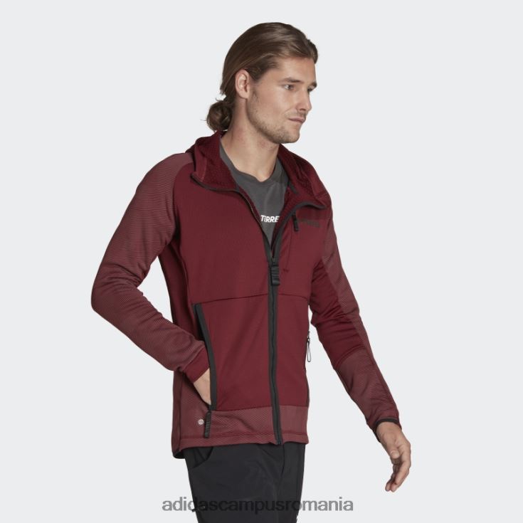 adidas campus romania geacă de drumeție fleece cu glugă terrex tech fleece roșie bărbați roșu J266N221427