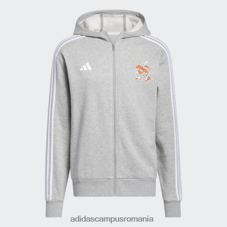 adidas campus romania hanorac cu fermoar complet hurricanes gri adidas bărbați gri/alb/ncaa-mia-702-1 J266N221420