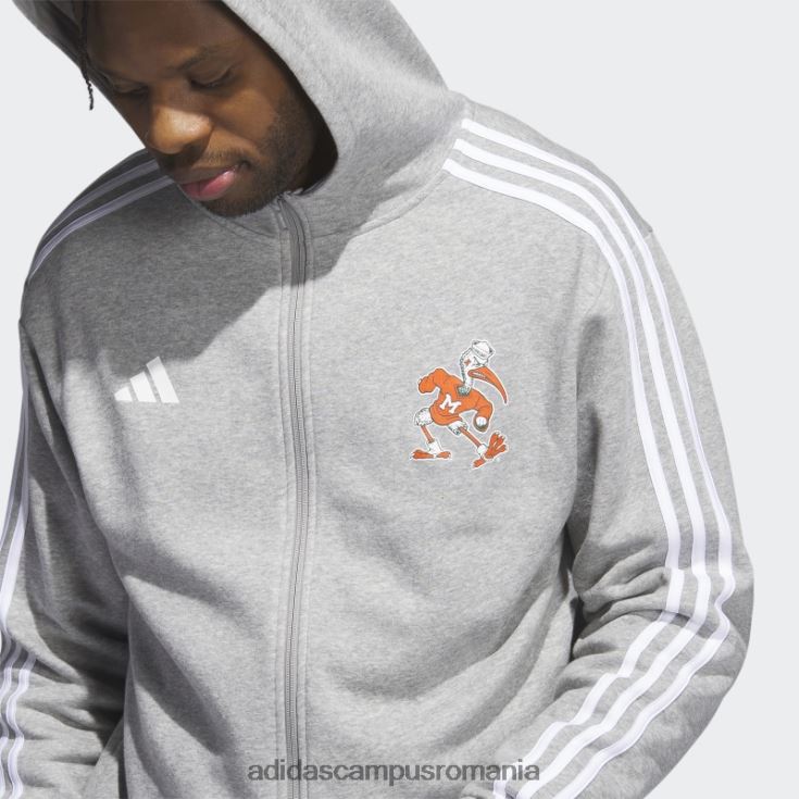 adidas campus romania hanorac cu fermoar complet hurricanes gri adidas bărbați gri/alb/ncaa-mia-702-1 J266N221420