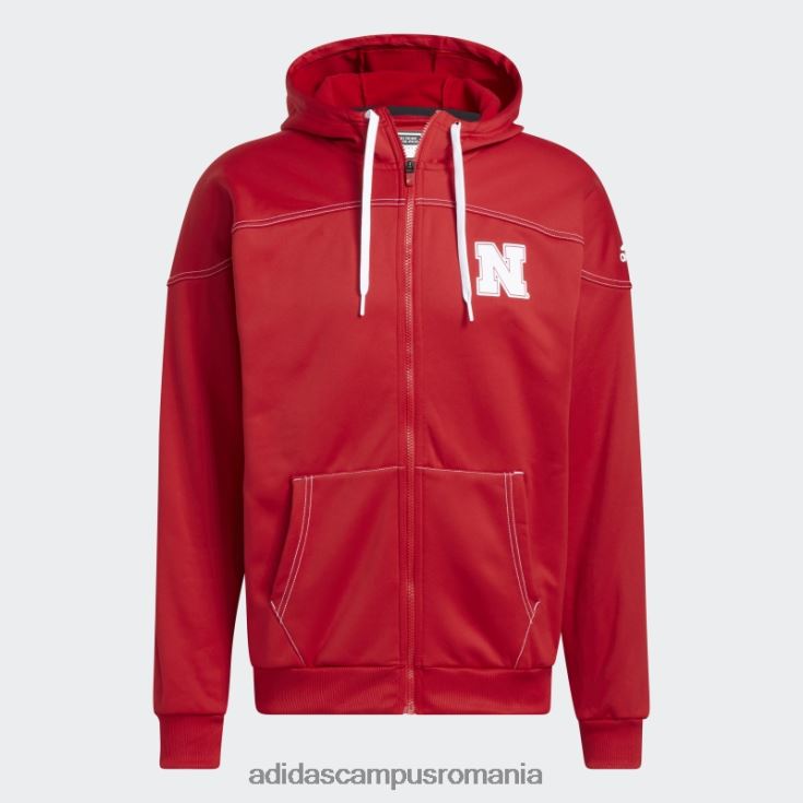 adidas campus romania hanorac roșu cu fermoar complet cornhuskers stadium bărbați roșu/alb/nebraska J266N221422