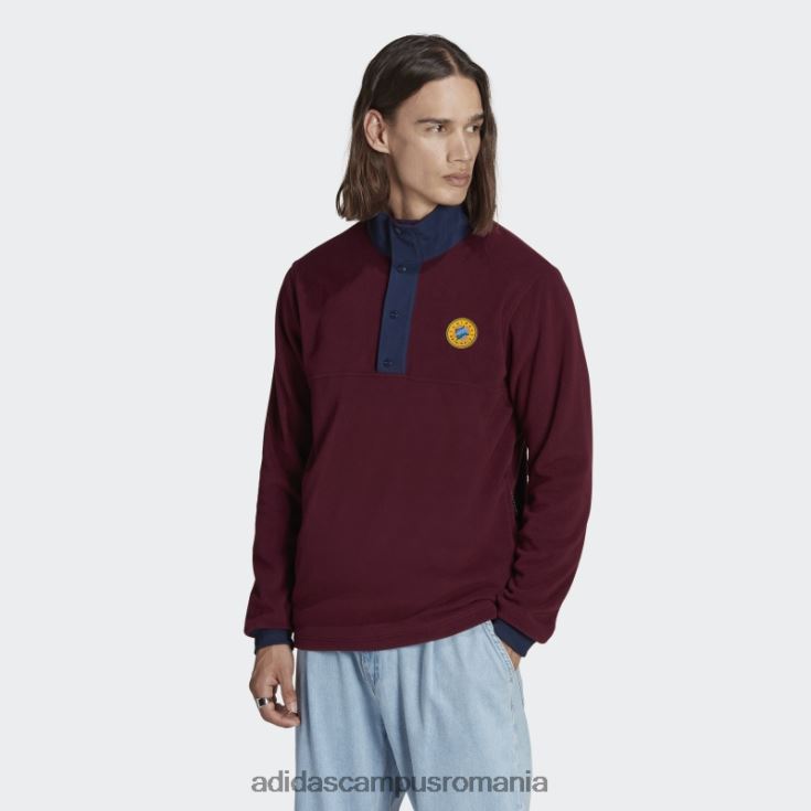 adidas campus romania jachetă fleece polar cu sferturi maro bărbați maro J266N221415