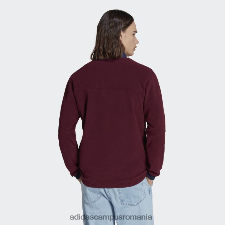 adidas campus romania jachetă fleece polar cu sferturi maro bărbați maro J266N221415