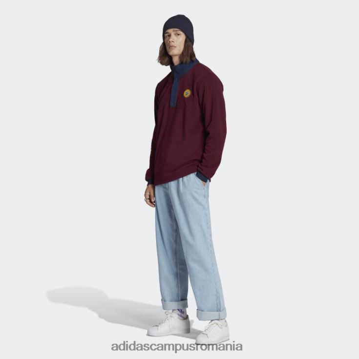 adidas campus romania jachetă fleece polar cu sferturi maro bărbați maro J266N221415