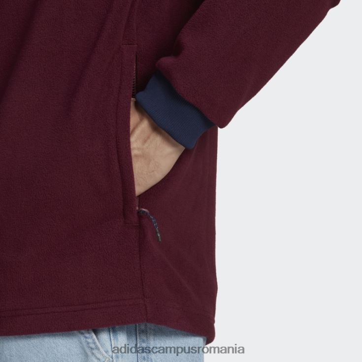 adidas campus romania jachetă fleece polar cu sferturi maro bărbați maro J266N221415