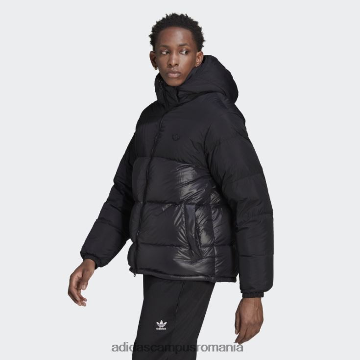 adidas campus romania jachetă puf regen cu glugă neagră bărbați negru J266N221350