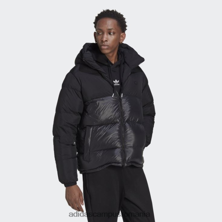 adidas campus romania jachetă puf regen cu glugă neagră bărbați negru J266N221350