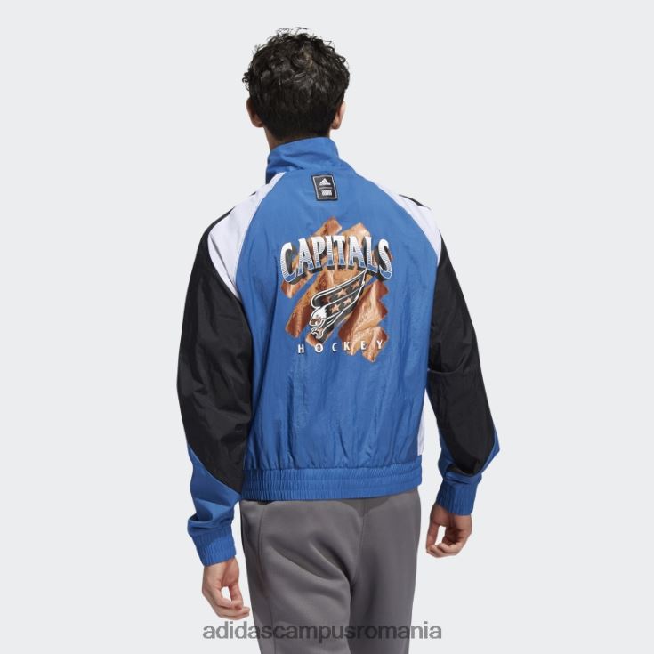 adidas campus romania jachetă retro cu majuscule inversate albastre bărbați albastru/bronz metalic/multi J266N220479