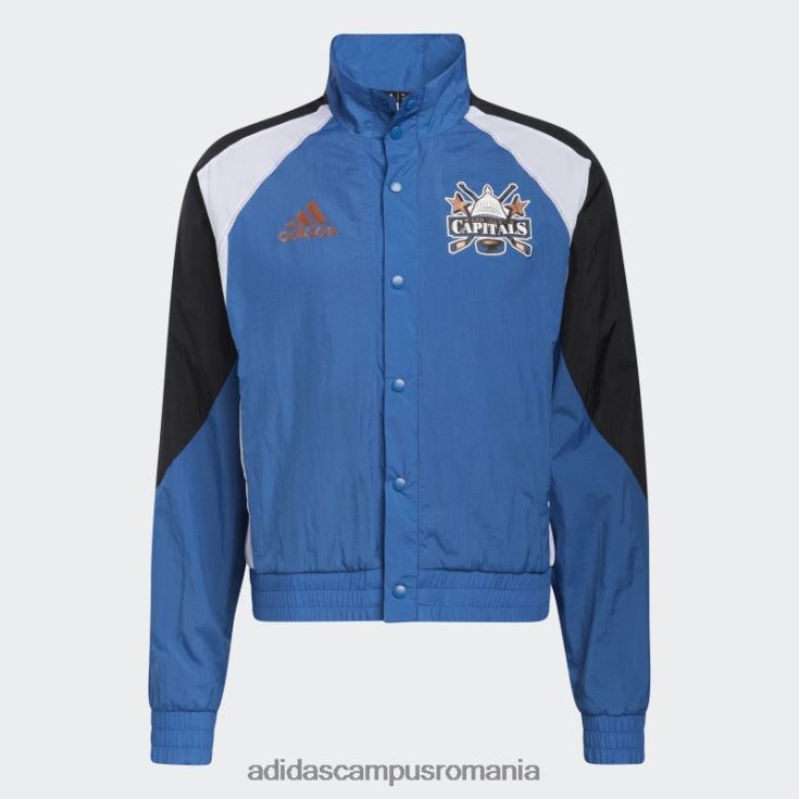 adidas campus romania jachetă retro cu majuscule inversate albastre bărbați albastru/bronz metalic/multi J266N220479