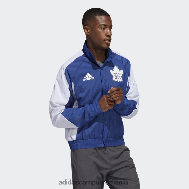 adidas campus romania jachetă retro revers albastră frunze de arțar bărbați albastru/alb/nhl-tml-522 J266N220344