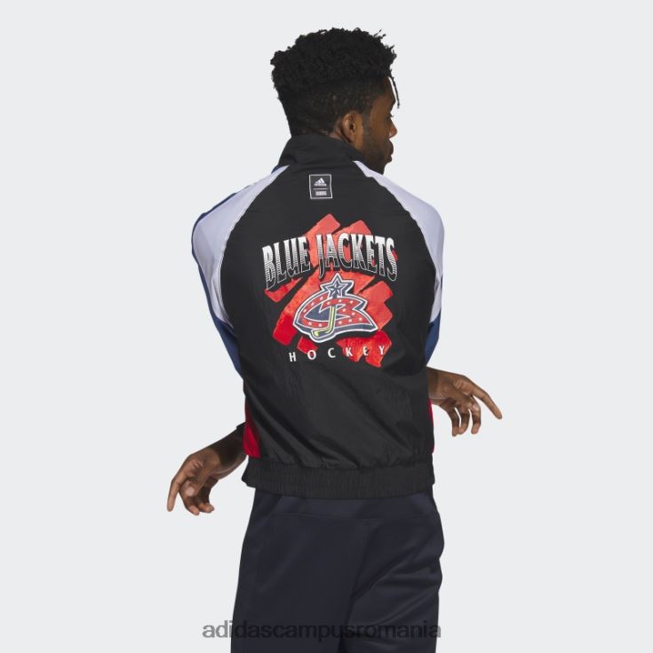 adidas campus romania jachetă retro revers albastră neagră bărbați negru/alb/nhl-cbj-5a5 J266N220731