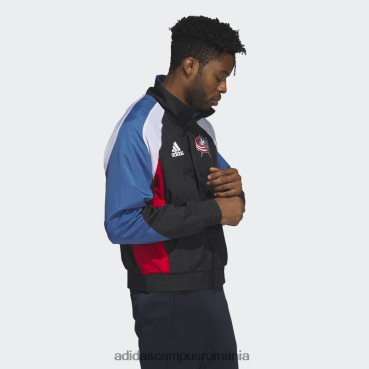 adidas campus romania jachetă retro revers albastră neagră bărbați negru/alb/nhl-cbj-5a5 J266N220731
